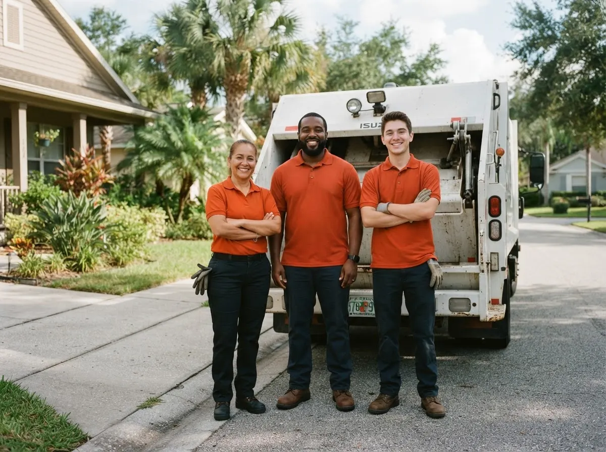 Clear Creek Dumpster Rental garbage collection service team in Jacksonville, FL